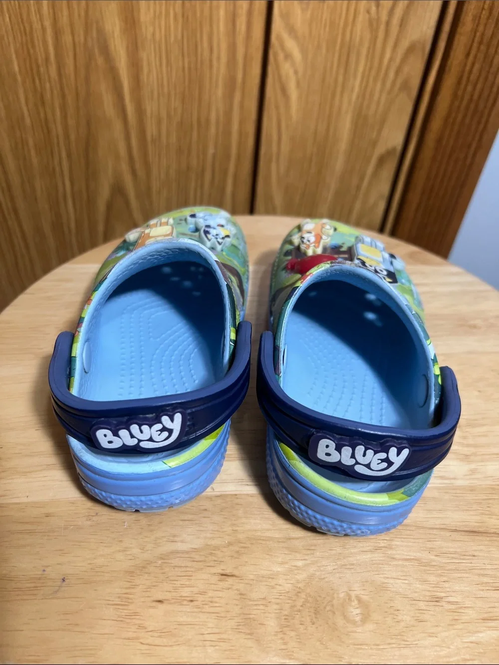 CROCS Blue Kids Cartoon Slip-On Clogs with Red Balloon Accent